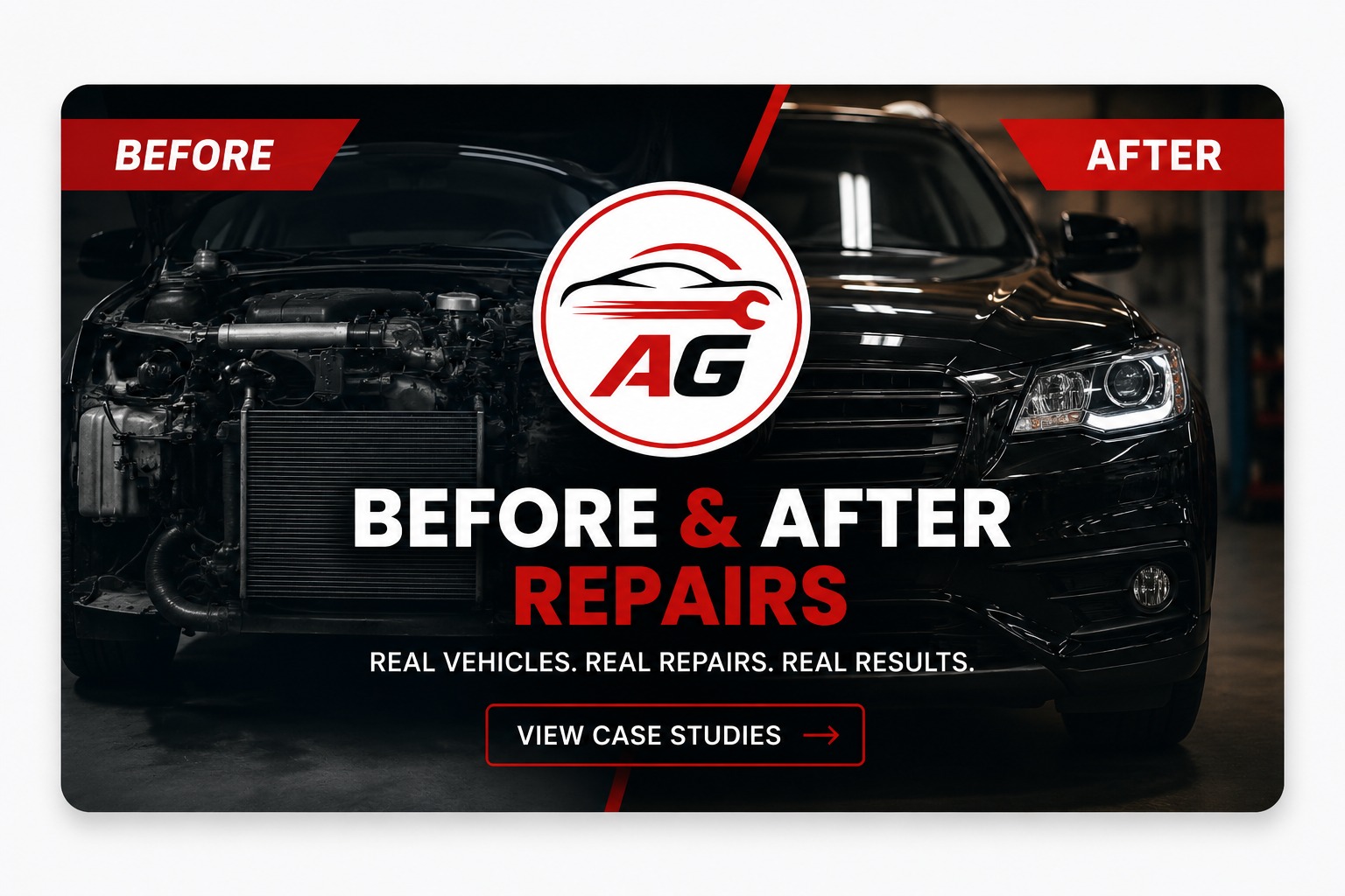 Before and after repairs at AG Auto-Tech Tadley